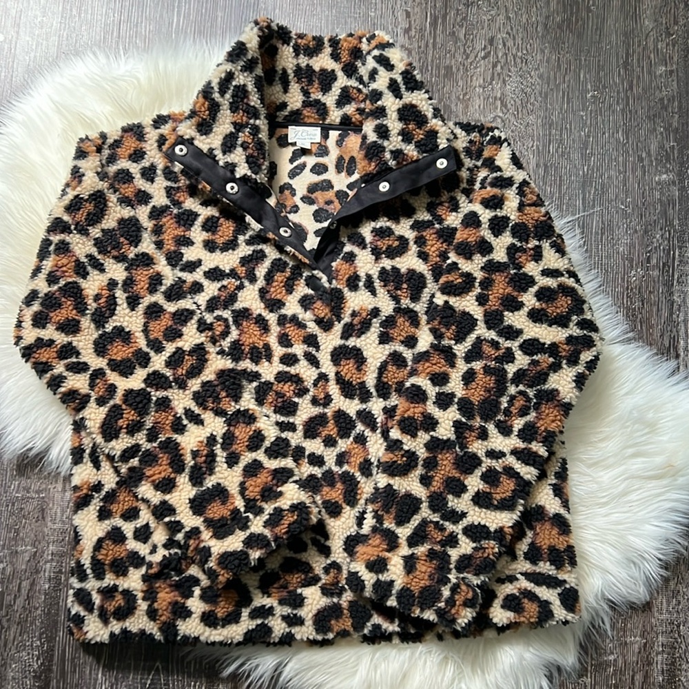 J.Crew Vintage Fleece leopard jacket